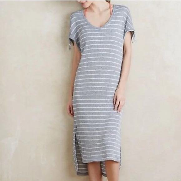 Anthropologie Saturday Sunday Ribbed Stripe High-low Hem Dress Size S - Picture 1 of 8
